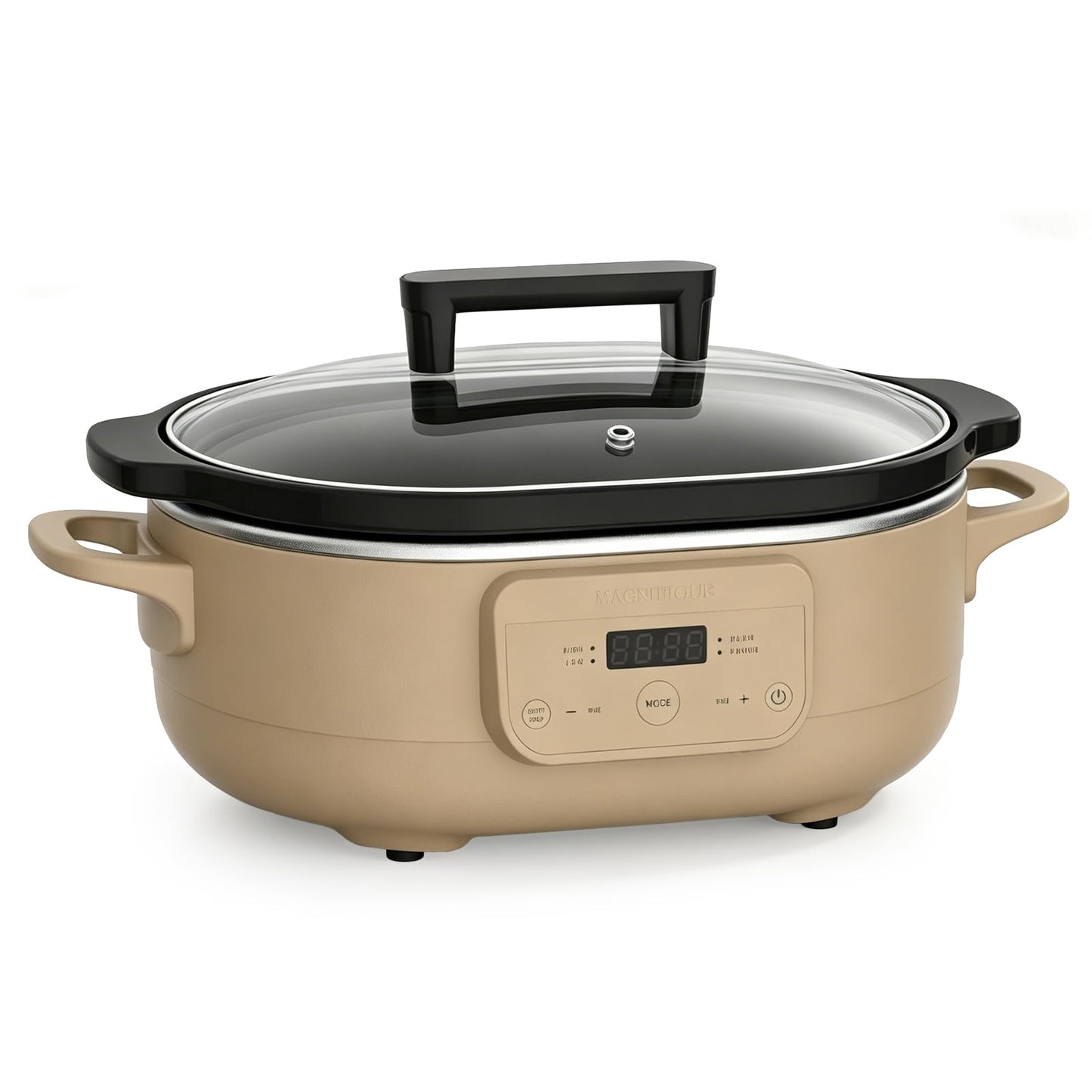 6 Quart Programmable Slow Cooker Removable Healthy Nonstick Pot - Small Kitchen Appliance for Family Dinners - Serves 6+ People - Heat Settings: Keep Warm Oatmeal
