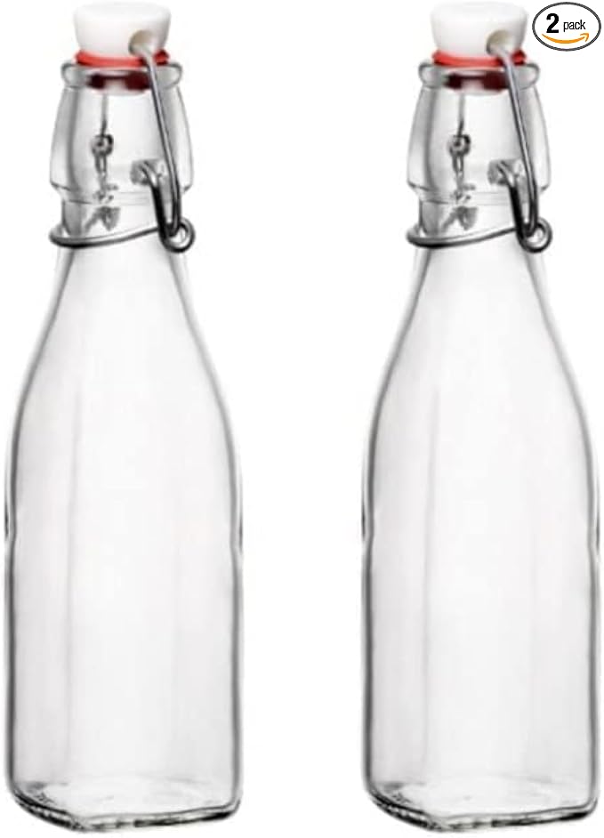 Bormioli Rocco 33.75oz Swing Bottle (Set of 2) - Reusable Glass with Airtight Leakproof Swing Tops, BPA-Free Office Water Bottle, Great for Homemade Syrups, Dressings, Infused Oils, Fresh Juices
