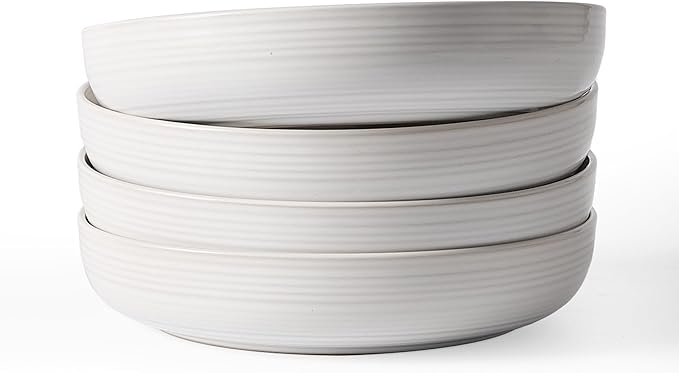 famiware Milkyway 33 oz Pasta Bowls Set of 4, Dark Gray