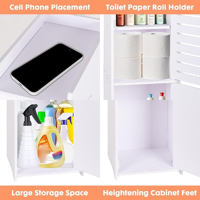 ShellKingdom Toilet Paper Holder Stand, Small and Slim Bathroom Storage Cabinet for Bathroom Small Spaces, 29.7 x 9.5 x 8.7 inch