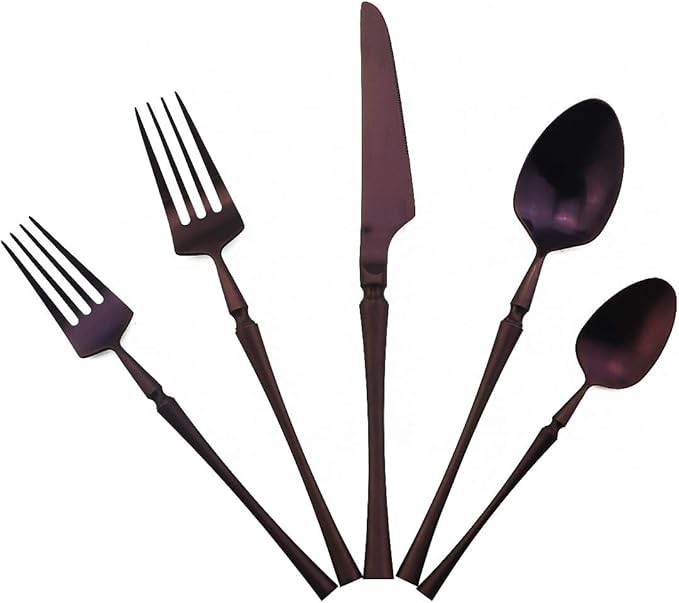 Gugrida Unique & Beautiful Flatware Set - 5 Piece Iridescent Silverware Sets | 18/10 Stainless Steel Reusable Cutlery Set | Utensils Service For 1 with Dessert Fork, Knife, Spoon, Dinner Fork