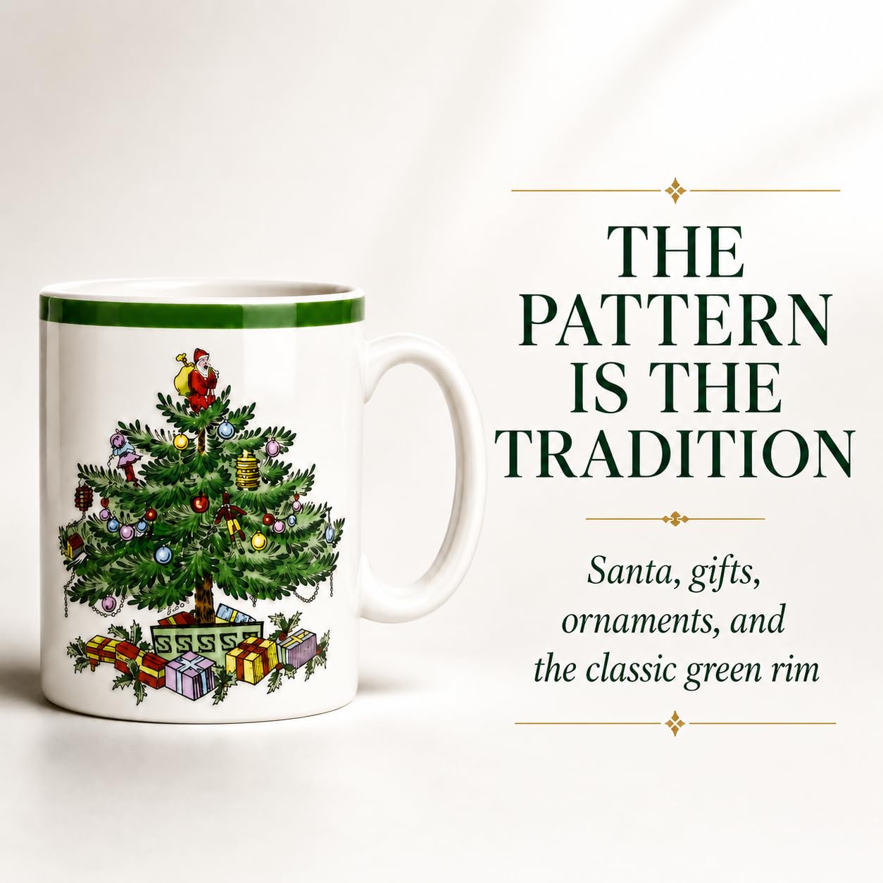 Spode Christmas Tree Mugs, 9 Oz, Set of 4 - Festive Holiday Drinkware