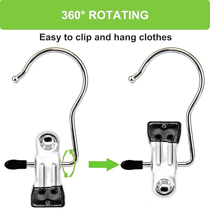 Laundry Hooks Hanging Clips Clothes Pins Closet Hanger Organizer Clamps Socks Towel Clips Heavy Duty Clothespins Bulk Hanger Clips for Closet Travel Pants Socks Handbags, 40 Pack