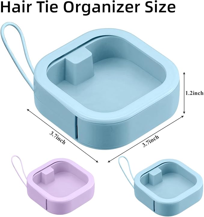 2pcs Hair Tie Organizer,Portable Travel Qtip Holder,Bathroom Storage Organizer Qtip Dispenser Cotton Swabs Dispenser Kids Hair Accessory Box with Lid for Bathroom,Desktop Organizer(2PCS,Blue)
