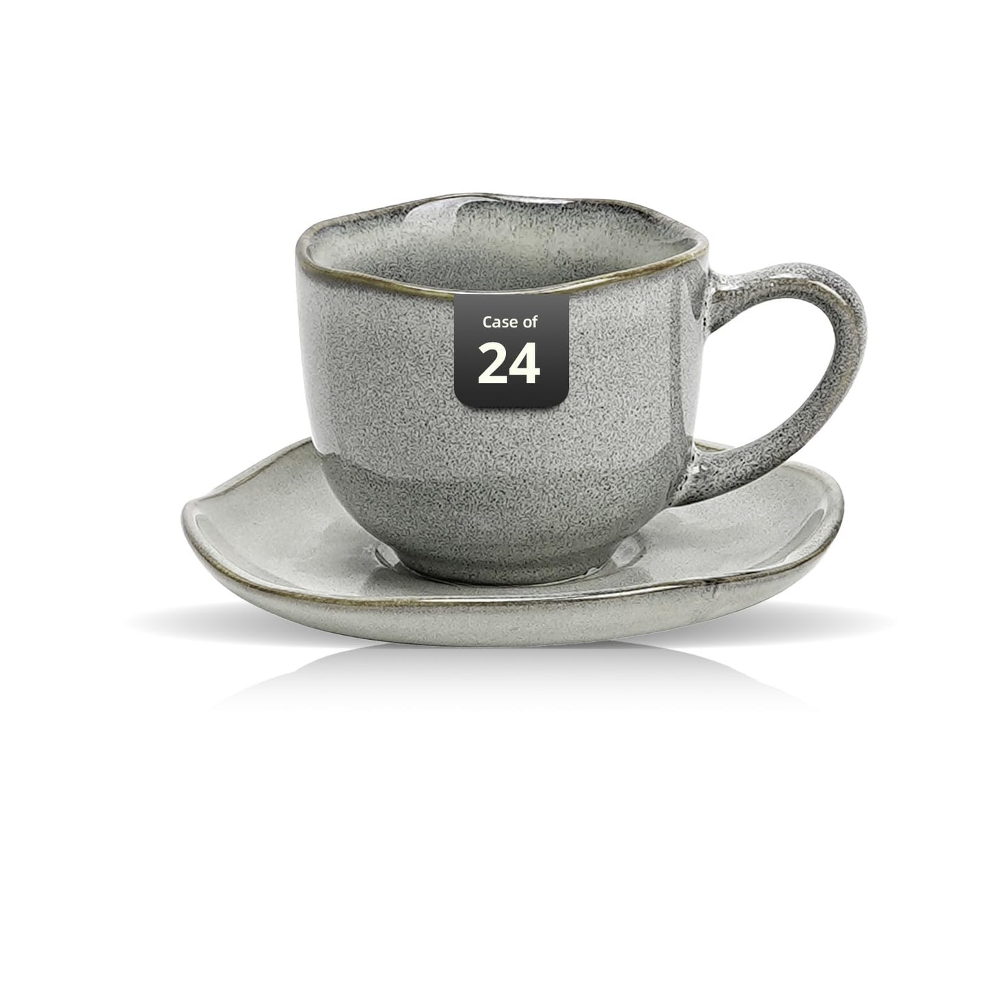 Organic Shape Highland Ceramic Mug, 24pcs 12oz Handmade Reactive Glaze Stoneware Coffee Mug with Wavy Edge, for Kitchen, Microwave & Dishwasher Safe, Scratch Resistant-grey
