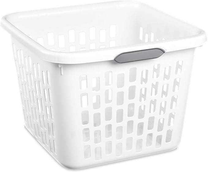 Sterilite 6-Pack 1.5 Bushel Capacity Square Laundry Basket, White – Plastic Clothes Hamper Storage with Ventilated Rectangular Holes & Large Comfort Grip Handles for Easy Carry