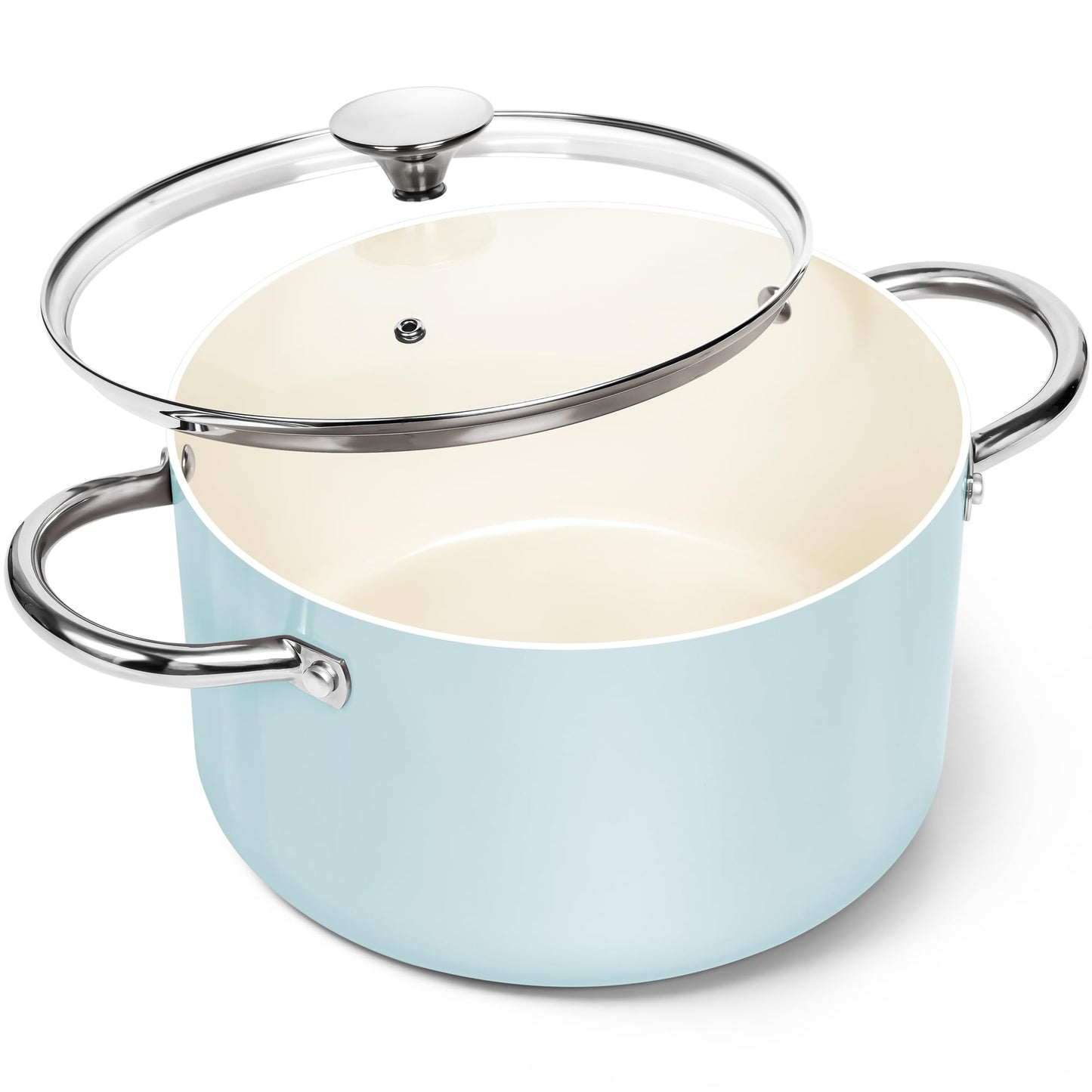 MICHELANGELO Ceramic Stock Pot with Lid, 6 Quart Pot with Nonstick Coating, Induction Cooking Pot for Induction and All Stovetops - 6QT, Black