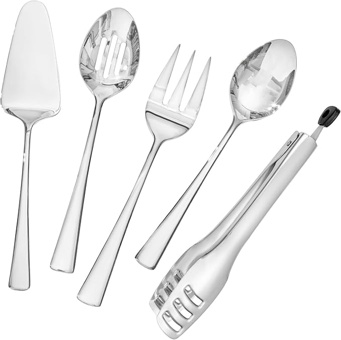 KINGSTONE 16 Piece 18/10 Serving Utensils Set, Stainless Steel Serving Set