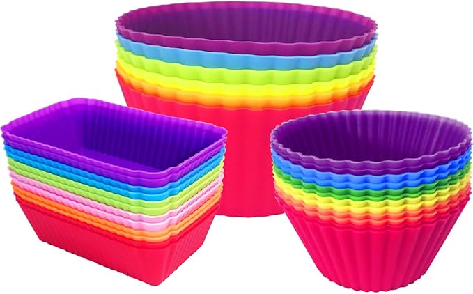36 Pack Silicone Cupcake Liners Muffin Baking Cups Liners Reusable Non-Stick Cake Molds Sets Lunch Bento Box Dividers Accessories