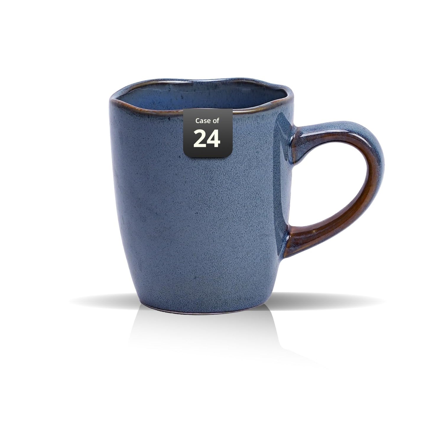 Organic Shape Highland Ceramic Mug, 24pcs 12oz Handmade Reactive Glaze Stoneware Coffee Mug with Wavy Edge, for Kitchen, Microwave & Dishwasher Safe, Scratch Resistant-Blue