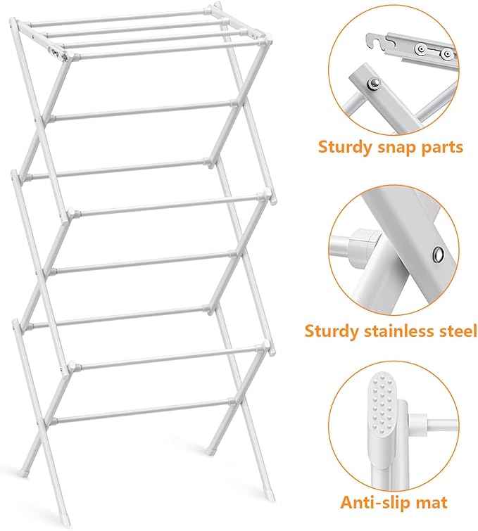 Clothes Drying Rack Household Indoor, Foldable Drying Rack Clothing for Laundry - 40" x 28.8" x 14.2", Space Saving Indoor&Outdoor, Pure White-1pack
