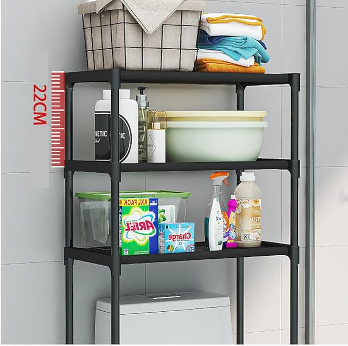 CuisinSmart 3-Tier Over The Toilet Storage, Metal Bathroom Shelve, Over Toilet Bathroom Organizer, Space Saver Bathrooms Shelve for Restroom Laundry Balcony, Black