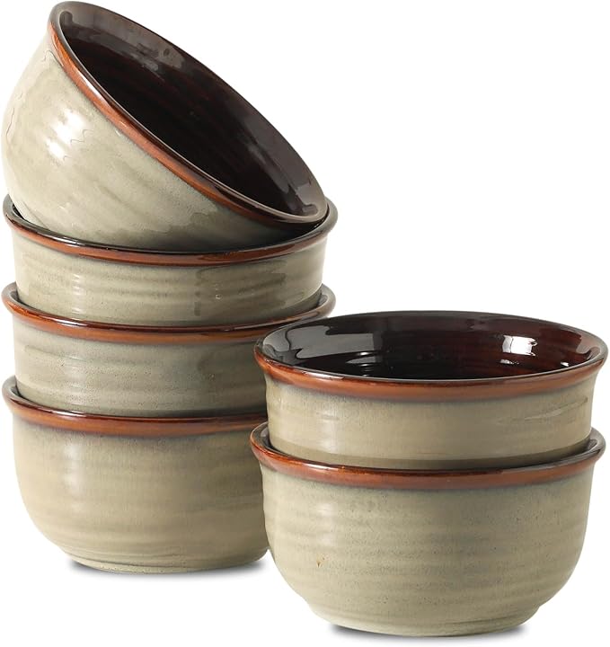 HASENSE Ceramic Mixing Bowls Set, 2.1/1.0/0.5 Qt, Handmade Salad Serving Bowls for Kitchen, Deep Nesting Dishes for Storage and Baking, Microwave Dishwasher Safe