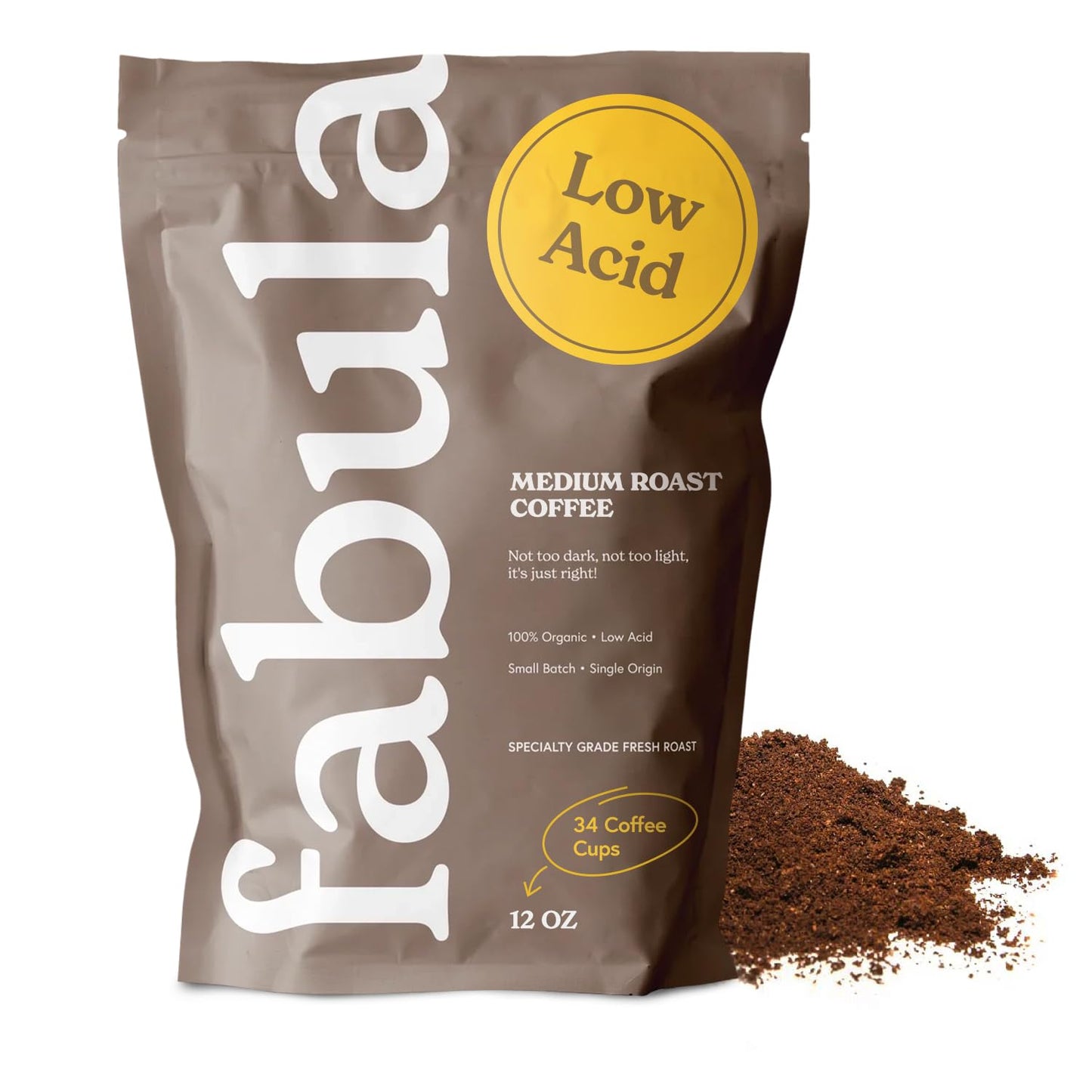 Fabula Buttery Caramel Flavored Organic Coffee Freshly Ground - Organic - Low Acid - Single Origin - Non-GMO - Mold Free - 12 Ounces