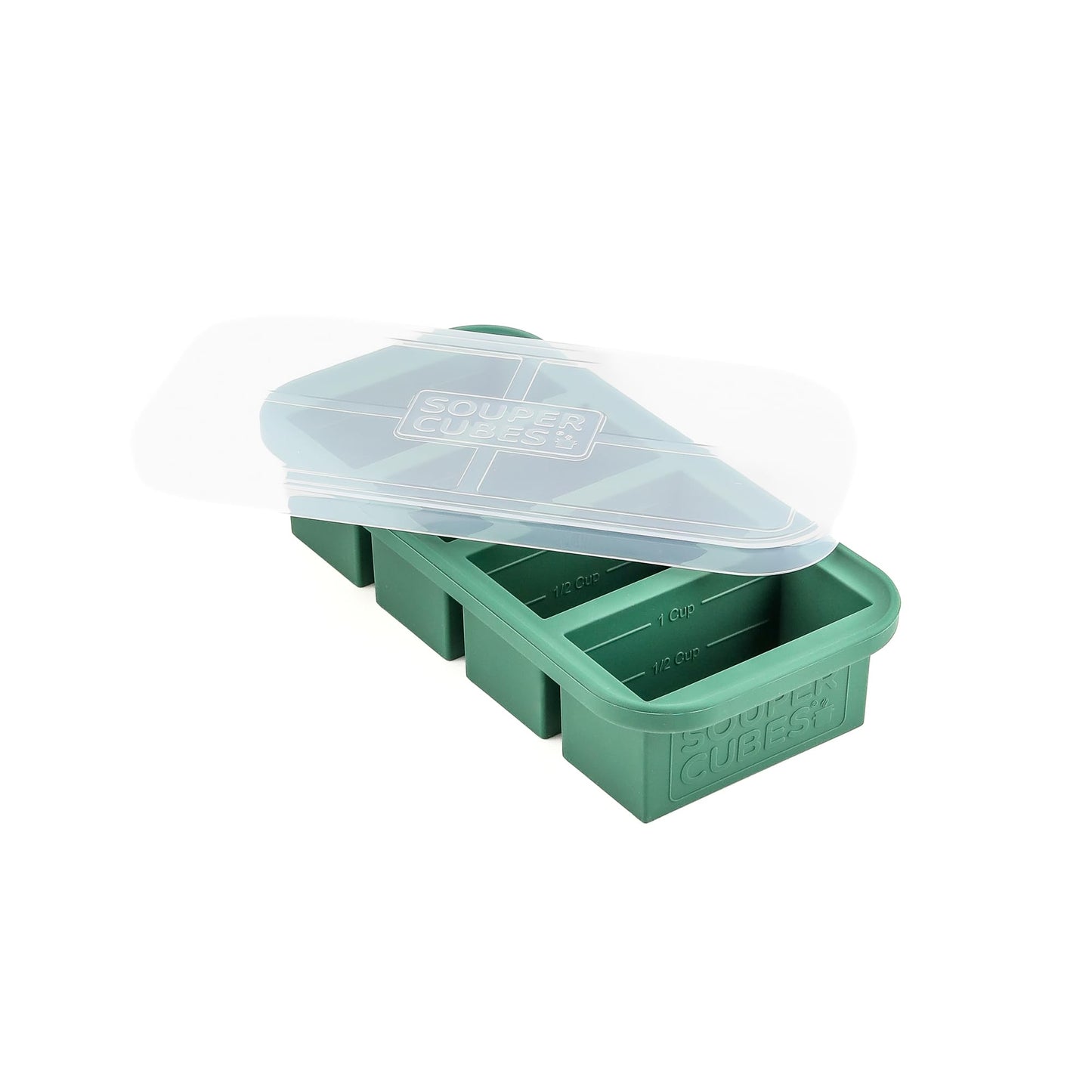 Souper Cubes 1 Cup Silicone Freezer Molds with Lids, Aqua, 2-Pack