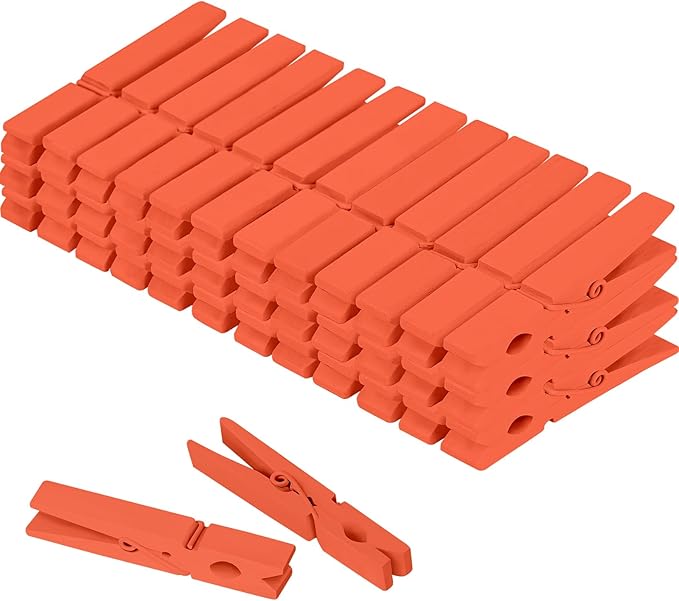 Colored Clothes pins 2.9inch 50PCS Orange, Colorful ClothesPins Wooden Clips for Photos Pictures Decorative Crafts, Decoration clothespins Clothing Hanging clothespins