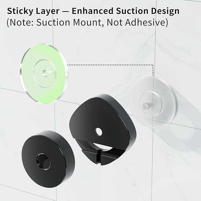 KEGII Shower Caddy Suction Cup with Soap Holder and Hooks, Removable Suction Bathroom Organizer Shelf, No Drilling Shower Organizer, Stainless Steel Shampoo Holder for Bathroom Storage, Black