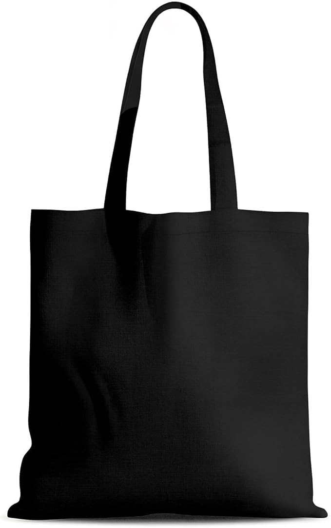 MOLOVA 1-6 Pack Available Premium Canvas Reusable Tote Gift Bags,Made of Natural Canvas with Handle,Work,DIY,Shopping(Black1)
