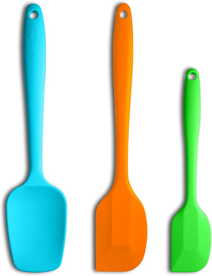 3-Piece Silicone Spatula Set, 600°F Heat Resistant, Orange