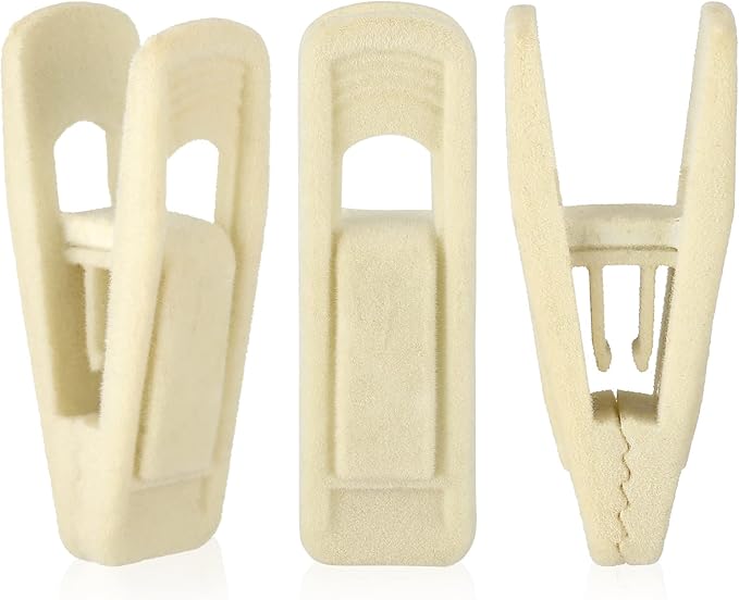 Tinfol Beige Velvet Hanger Clips 50Pack, Pants Velvet Clips, Large Opening Clip Clothes Pin, Strong Finger Flocked Clip Perfect for Slim-line Clothes Hangers