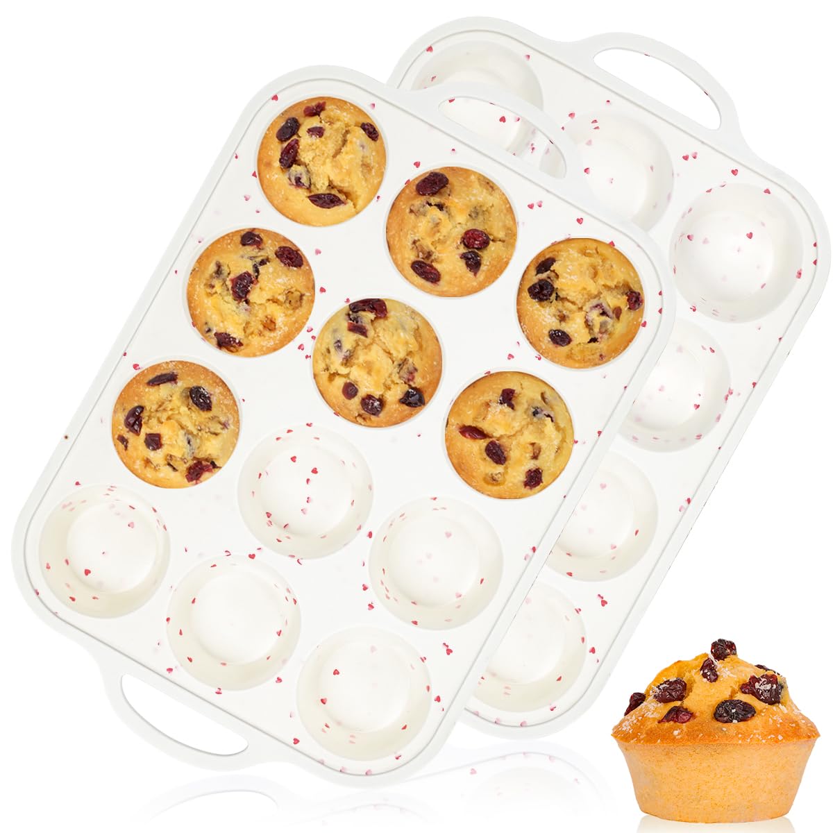 CAKETIME Silicone Muffin Pans for Baking, Metal Reinforced Frame Jumbo 6 Cups & Mini 24 Cups Cupcake Pan Nonstick Muffin Pan for Homemade Baking Easy to Handle