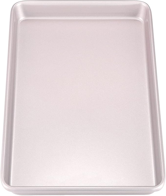 CHEFMADE 15-Inch Baking Sheet Pan, Non-Stick Carbon Steel Rimmed Cookie Sheet Pan for Oven Roasting Meat Bread Jelly Roll Battenberg Pizzas Pastries 10.6" x 15.6" x 1" (Champagne Gold)