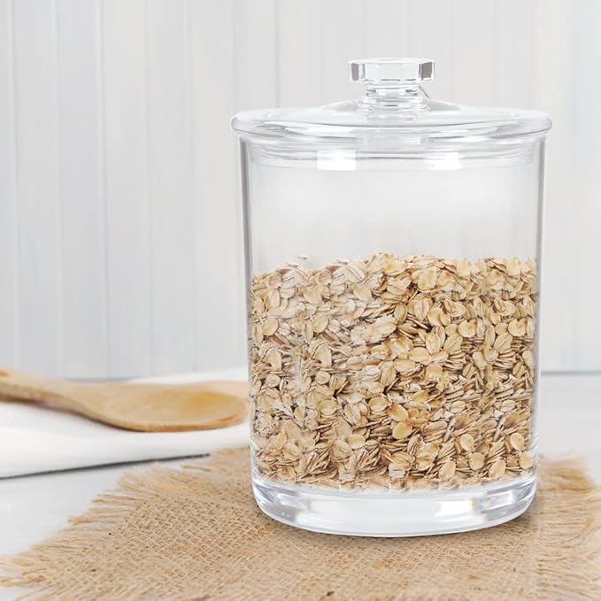 ForPro Professional Collection Acrylic Apothecary Jar with Lid, 60 Oz Storage Container for Bathroom, Kitchen and Office, 7.75" x 5"