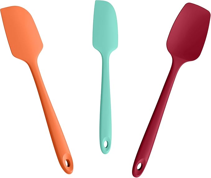 Doosu 600°F Heat Resistant Silicone Spatula Scrapers (Set of 3, Black)