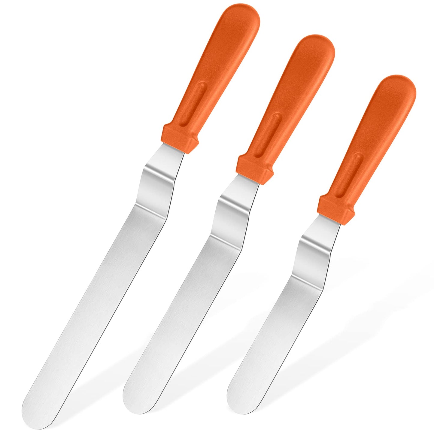 Icing Spatula, U-Taste Offset Spatula Set with 6", 8", 10" Blade,Stainless Steel Angled Cake Decorating Frosting Spatula Set of 3 (Black)