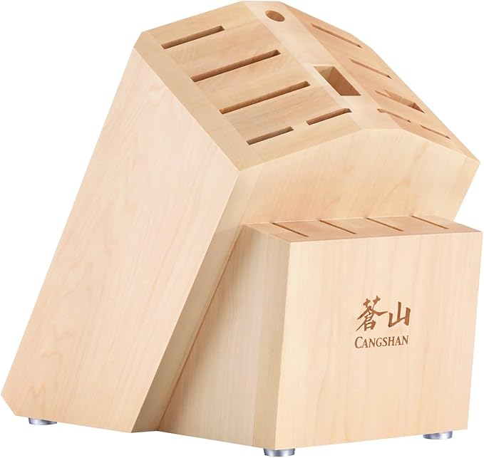 Cangshan Empty Knife Block, 16-Slot Organizer, Flat Top (Acacia Wood)