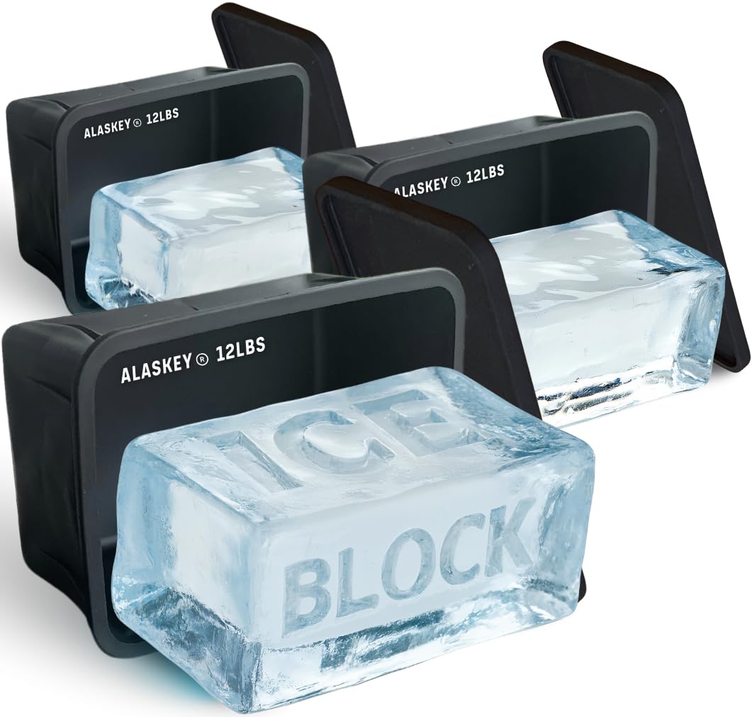 Alaskey® Giant Ice Block Mold 12 lbs (Single) | Create Perfect Reusable Ice Bricks | Professional Silicone Mold for Crafting Extra Large Ice Cubes, Ideal for Ice Baths, Coolers, Bartender Accessories