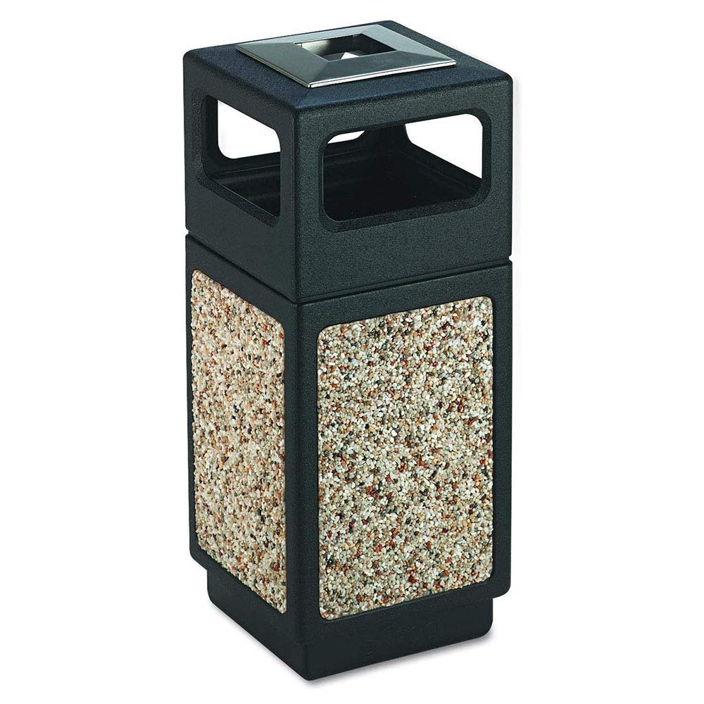 Safco Canmeleon Trash Can, 38 Gallons, Indoor and Outdoor Use, Open Top, Durable & Weather-Resistant Commercial Garbage Can, Black