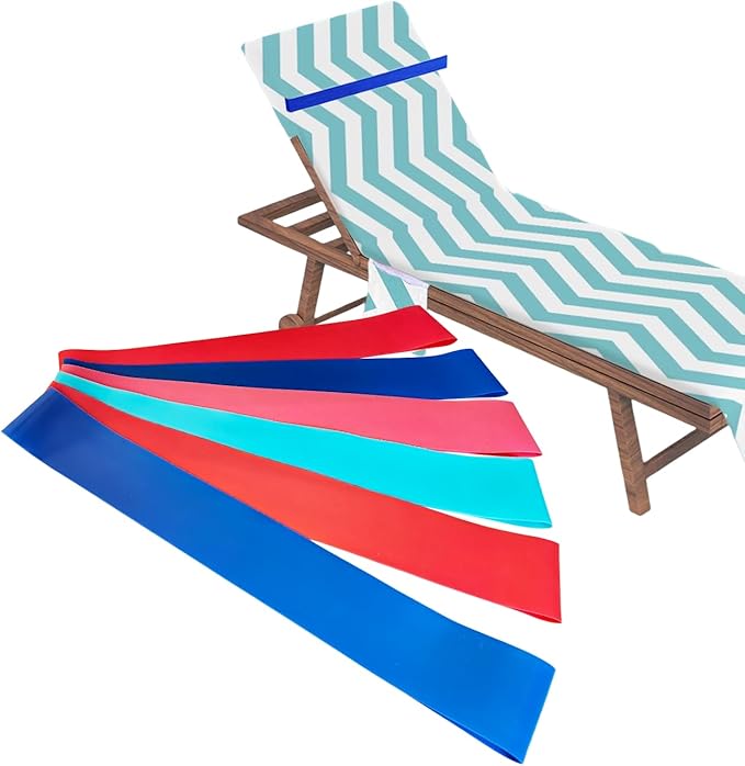 6 Pack Towel Bands, Towel Holder for Beach Chair, 6 Color Rubber Towel Clips for Pool Chair, Must Haves Beach & Cruise Accessories, Towel Bands for Cruise Chairs, Perfect Alternatives for Towel Clips