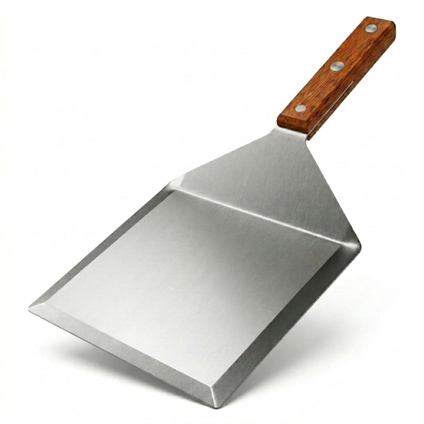 Extra Wide Spatula with Beveled Edges, Oversized Stainless-Steel Spatula with Wood Handle for Skillets, Griddles & Pancake Flipper for Burgers, Omelet, and Versatile for Culinary Task, 6 x 5-inches