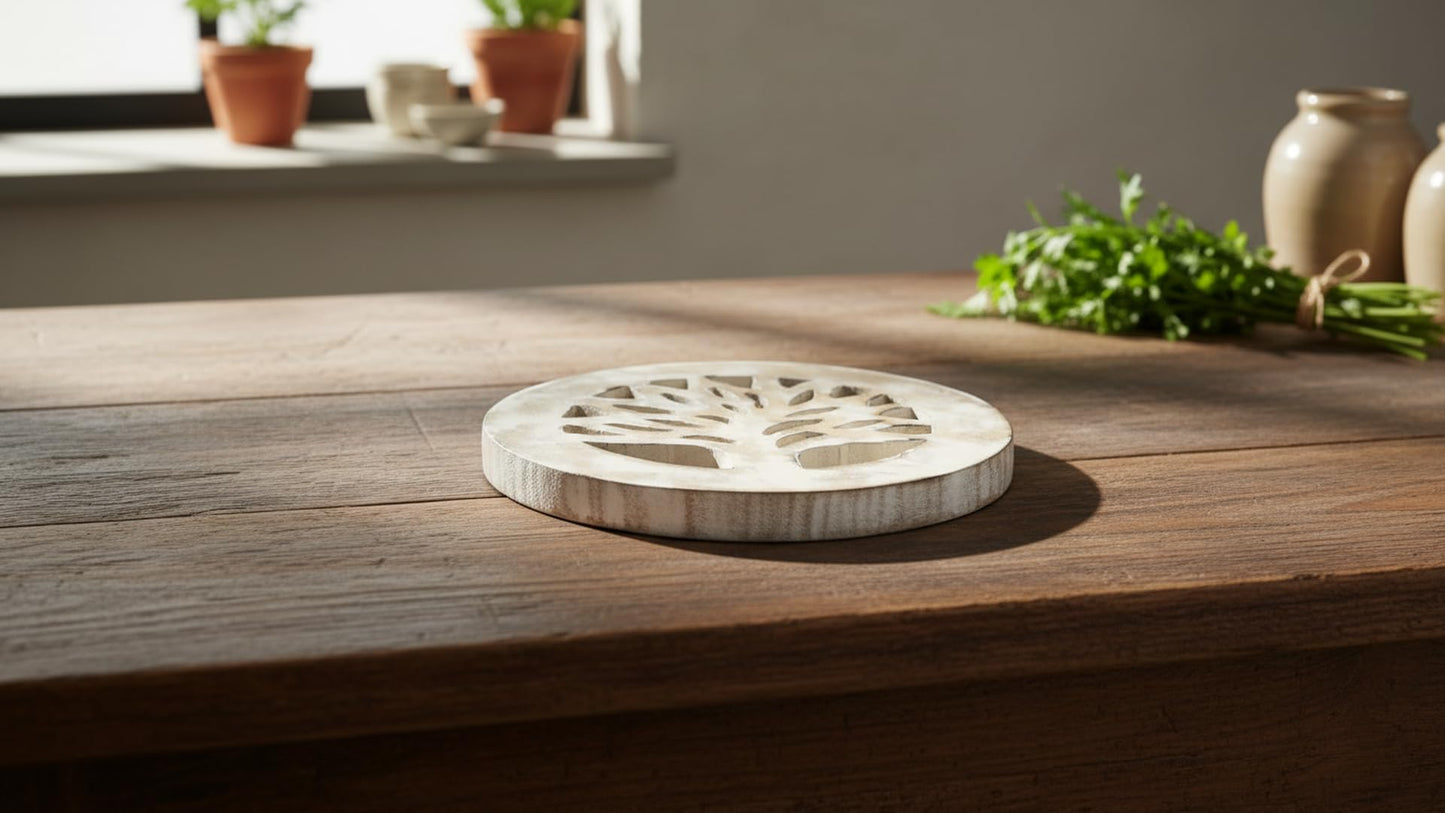 Handmade Wooden Trivet Hot Pad for Hot Dishes & Pots Heat Resistant 8 in