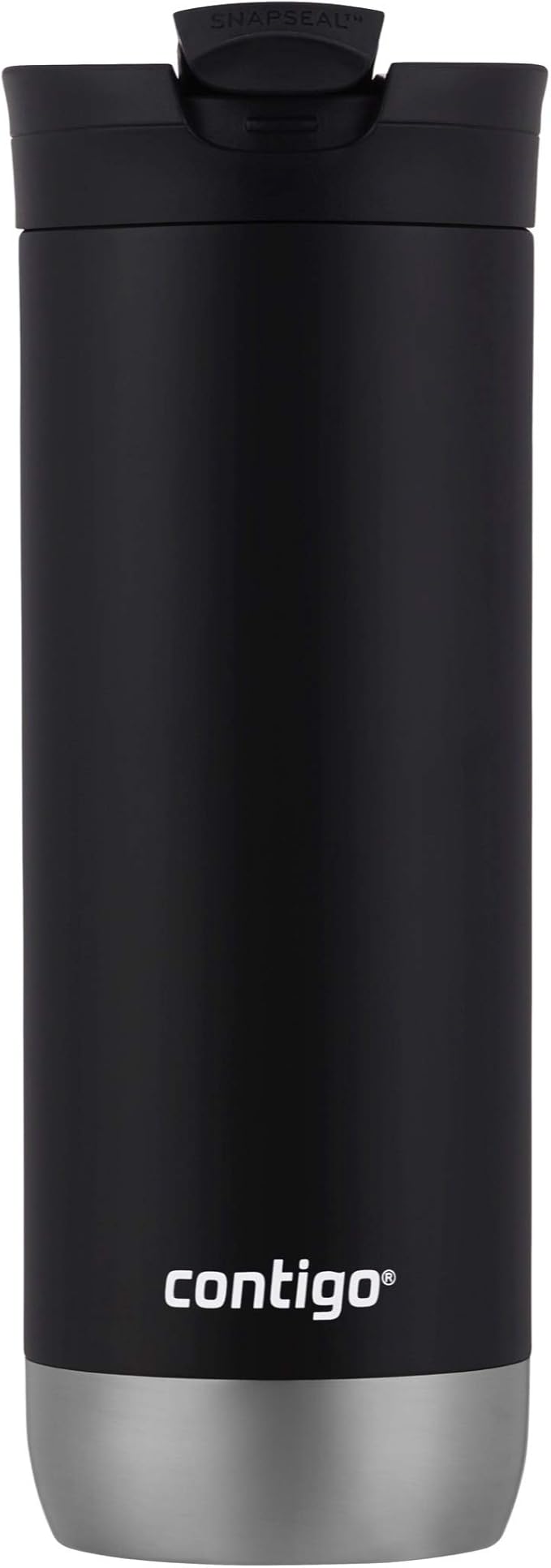 Contigo Huron Vacuum-Insulated Stainless Steel Travel Mug,16oz Licorice - Leak-Proof Lid for Hot/Cold Beverages,Fits Most Cup Holdersand Brewers,(Pack of 4)
