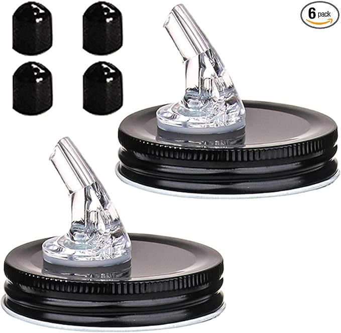Mason Jar Pour Spouts. free flow Mason Jar Pour Spouts, mason jar for spout regular mouth size 70mm dispenser germination cover. Leak-Proof 22-Pack + 44 Black Lid Caps (22 Pack silver color)
