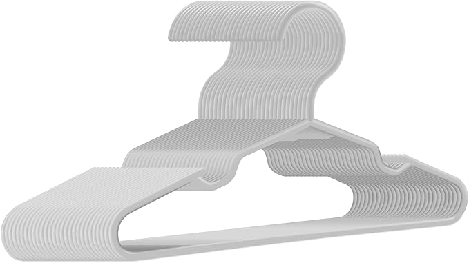 Baby Hangers for Closet 100 Pack Light Gray Plastic Kids Children's Clothes Hangers Non-Slip (Light Gray, 100)