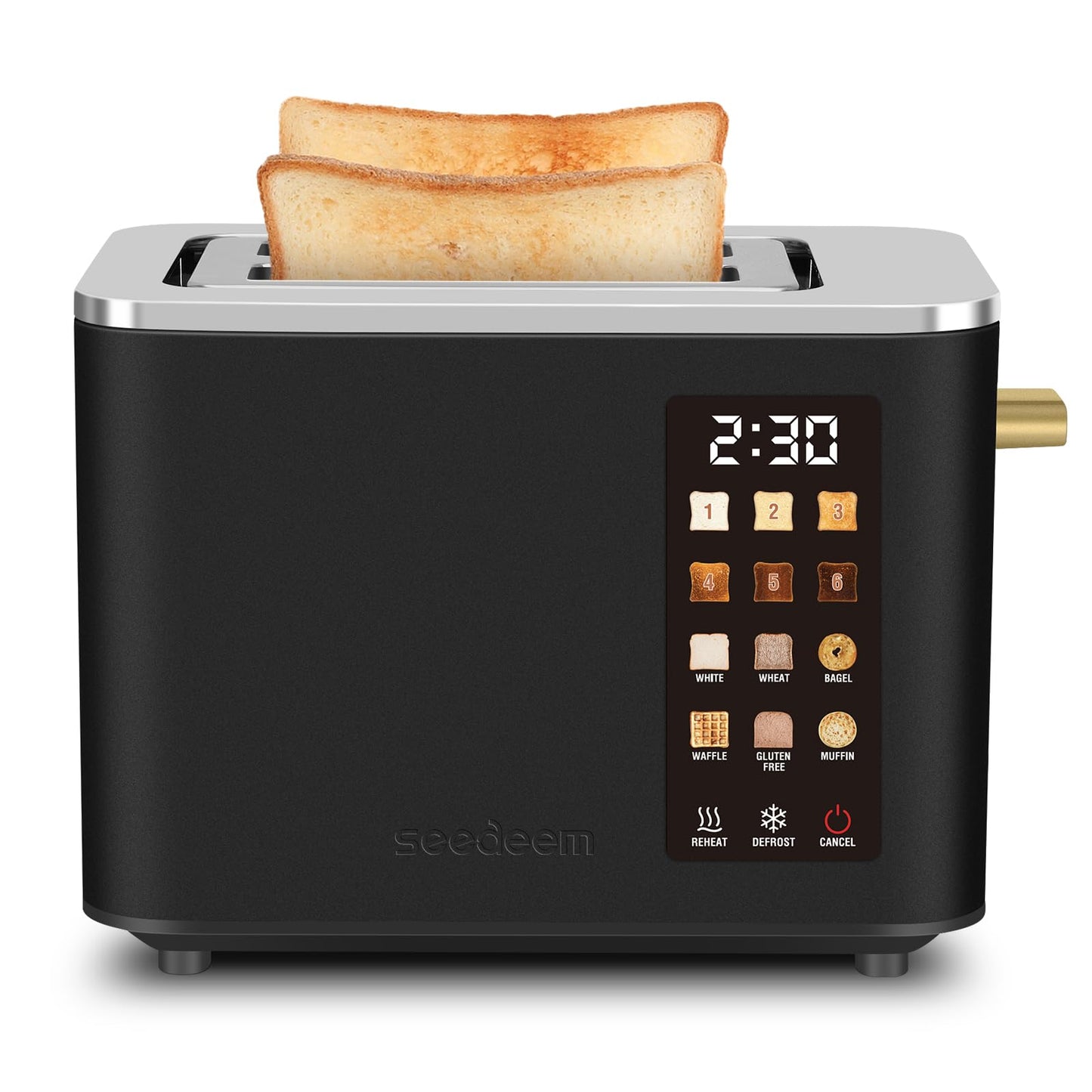 SEEDEEM Touchscreen Toaster 2 Slice, Stainless Steel, 6 Shade, 900W, Green