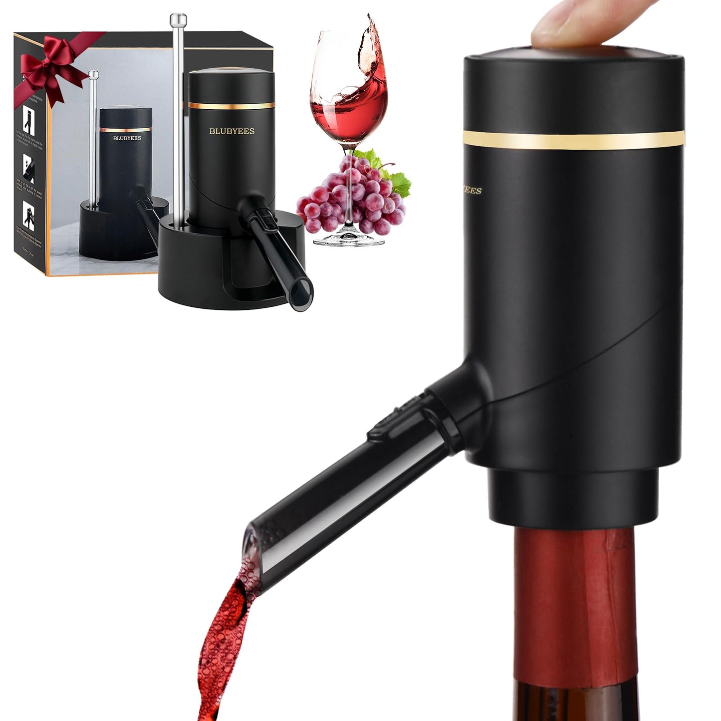 BLUBYEES Electric Wine Aerator and Automatic Wine Dispenser