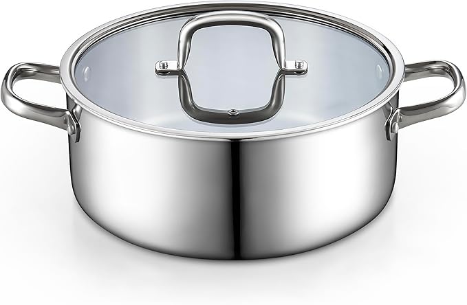 Cook N Home 12 Quart Tri-Ply Clad Stainless Steel Stockpot with Lid