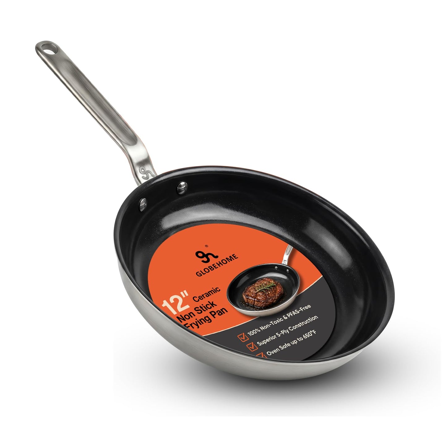 GLOBEHOME 10 Inch 5-Ply Ceramic Non Stick Frying Pan
