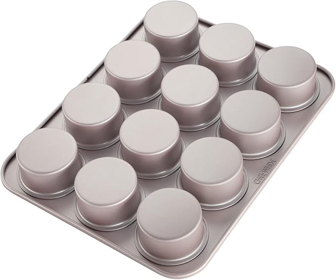 CHEFMADE Muffin Cake Pan, 6-Cavity Non-Stick Jumbo Cupcake Pan Bakeware for Oven Baking (Champagne Gold)