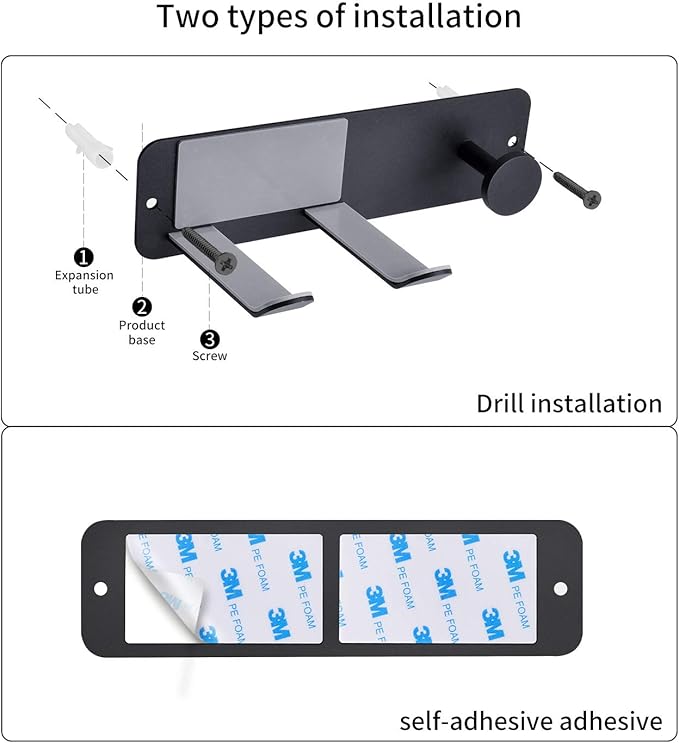 Hair Dryer Holder Wall Mounted, Stainless Steel Self Adhesive Blow Dryer Holder Rack for Dyson Supersonic Hair Dryer,Black