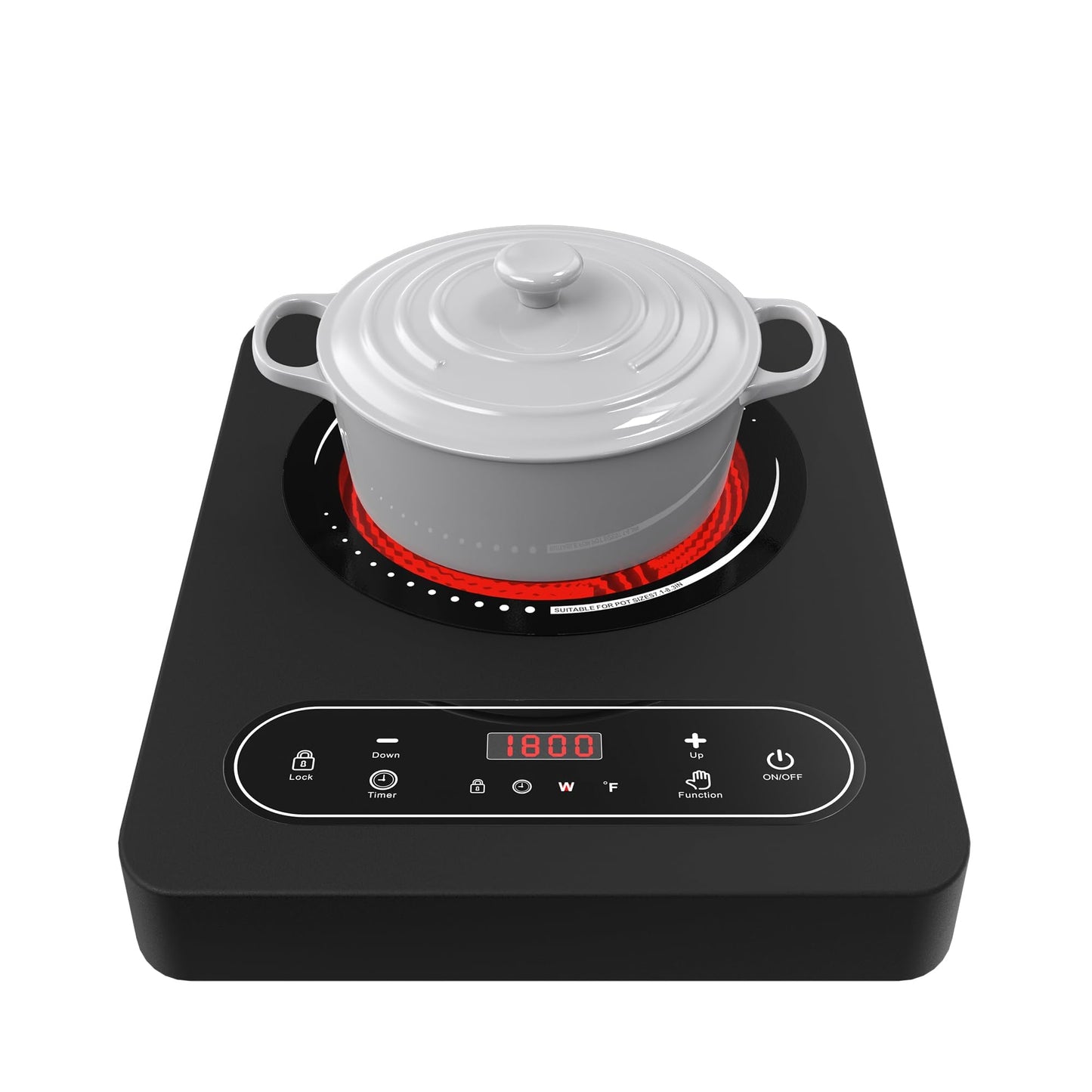 Electric Cooktop,Portable Electric Stove Single Burner 1800W Hot Plate Timer