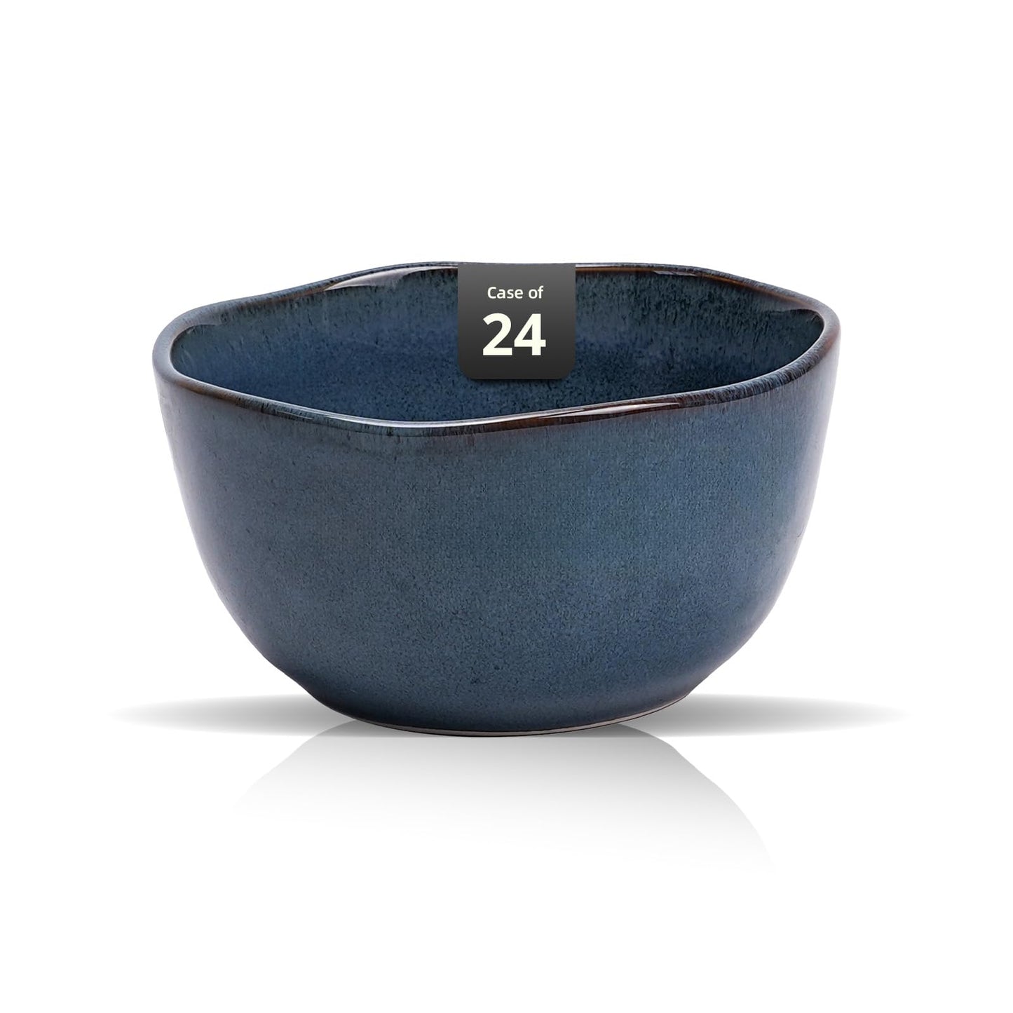 Organic Shape Highland Ceramic Mug, 24pcs 12oz Handmade Reactive Glaze Stoneware Coffee Mug with Wavy Edge, for Kitchen, Microwave & Dishwasher Safe, Scratch Resistant-Blue