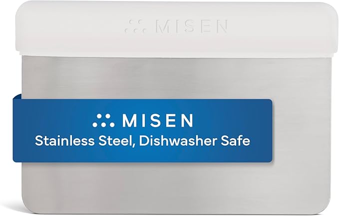 Misen Stainless Steel Bench Scraper - Versatile Food Scraper with Blue Handle - Ideal for Kitchen, Pastry & Dough - Durable Cutting Board Scraper Tool for Effortless Transfer into Pots & Pans - Blue