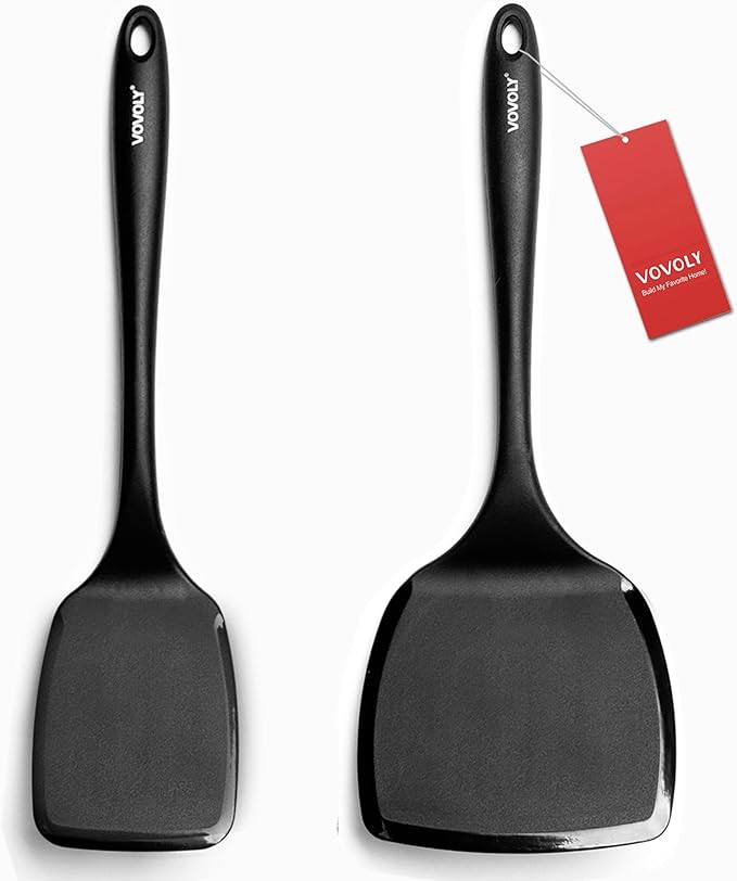 Vovoly Large Size Silicone Spatula Set, 600°F Heat Resistant Pancake Turner