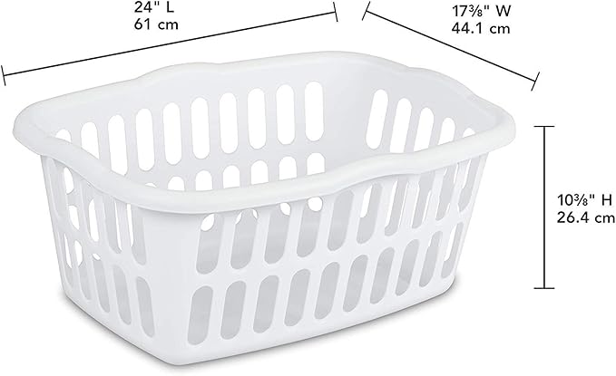Sterilite Rectangular Laundry Basket, White
