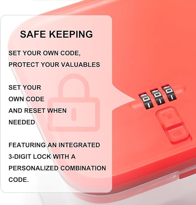 EMLTHORYClear Medicine Lock Box with code, Small Food Snack Phone medication Lock Boxes for Personal Items Combination Electronics Organizer,Phone Jail,Gaming Device Lockable Boxes